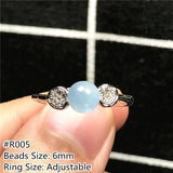 Natural Ocean Aquamarine Ring for Women Crystal Beads Silver Clear Gemstone Ring