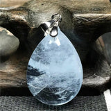 Natural Ocean Aquamarine Stone Necklace Pendant 22x16x9mm Beads