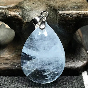 Natural Ocean Aquamarine Stone Necklace Pendant 22x16x9mm Beads