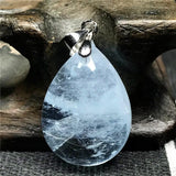 Natural Ocean Aquamarine Stone Necklace Pendant 22x16x9mm Beads