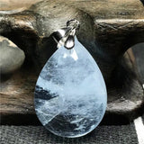 Natural Ocean Aquamarine Stone Necklace Pendant 22x16x9mm Beads