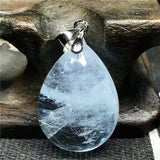 Natural Ocean Aquamarine Stone Necklace Pendant 22x16x9mm Beads