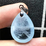 Natural Ocean Aquamarine Stone Necklace Pendant 22x16x9mm Beads