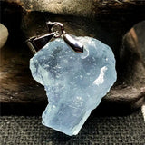 Ocean Aquamarine Stone Necklace Pendant Crystal Silver Beads
