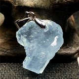 Ocean Aquamarine Stone Necklace Pendant Crystal Silver Beads
