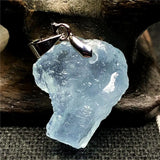 Ocean Aquamarine Stone Necklace Pendant Crystal Silver Beads