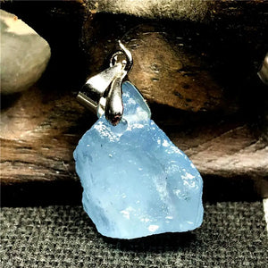 Ocean Aquamarine Stone Necklace Pendant Jewelry for Woman Men Silver Beads AAAAA