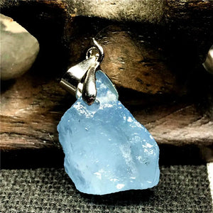 Ocean Aquamarine Stone Necklace Pendant Jewelry for Woman Men Silver Beads AAAAA