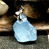 Ocean Aquamarine Stone Necklace Pendant Jewelry for Woman Men Silver Beads AAAAA