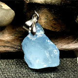 Ocean Aquamarine Stone Necklace Pendant Jewelry for Woman Men Silver Beads AAAAA