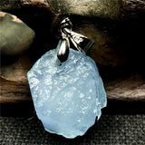 Natural Ocean Aquamarine Stone Necklace Pendant Jewelry Silver 16x13x7mm