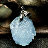Natural Ocean Aquamarine Stone Necklace Pendant Jewelry Silver 16x13x7mm
