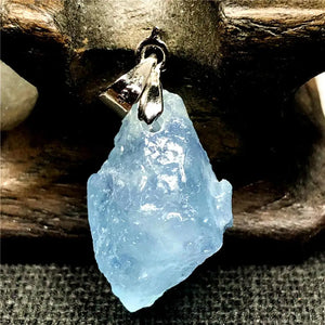 Ocean Aquamarine Stone Necklace Pendant Jewelry Silver 17x13x1mm AAAAA