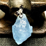 Ocean Aquamarine Stone Necklace Pendant Jewelry Silver 17x13x1mm AAAAA