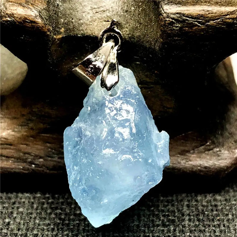 Ocean Aquamarine Stone Necklace Pendant Jewelry Silver 17x13x1mm AAAAA