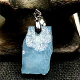 Ocean Aquamarine Stone Necklace Pendant Jewelry Silver 17x9mm Beads AAAAA