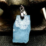 Ocean Aquamarine Stone Necklace Pendant Jewelry Silver 17x9mm Beads AAAAA