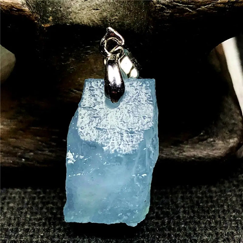 Ocean Aquamarine Stone Necklace Pendant Jewelry Silver 17x9mm Beads AAAAA