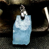Ocean Aquamarine Stone Necklace Pendant Jewelry Silver 17x9mm Beads AAAAA