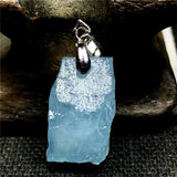Ocean Aquamarine Stone Necklace Pendant Jewelry Silver 17x9mm Beads AAAAA