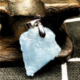 Natural Ocean Aquamarine Stone Necklace Pendant Jewelry Silver 18x14x7mm