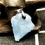 Natural Ocean Aquamarine Stone Necklace Pendant Jewelry Silver 18x14x7mm