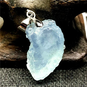 Ocean Aquamarine Stone Necklace Pendant Jewelry Silver 19x10mm Beads AAAAA