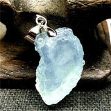 Ocean Aquamarine Stone Necklace Pendant Jewelry Silver 19x10mm Beads AAAAA