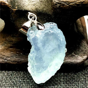 Ocean Aquamarine Stone Necklace Pendant Jewelry Silver 19x10mm Beads AAAAA