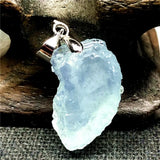 Ocean Aquamarine Stone Necklace Pendant Jewelry Silver 19x10mm Beads AAAAA