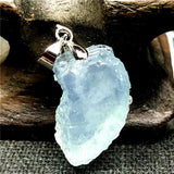 Ocean Aquamarine Stone Necklace Pendant Jewelry Silver 19x10mm Beads AAAAA