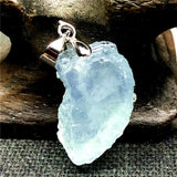 Ocean Aquamarine Stone Necklace Pendant Jewelry Silver 19x10mm Beads AAAAA