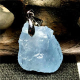 Natural Ocean Aquamarine Stone Necklace Pendant Jewelry 19x15x8mm