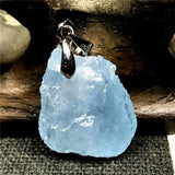 Natural Ocean Aquamarine Stone Necklace Pendant Jewelry 19x15x8mm