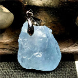 Natural Ocean Aquamarine Stone Necklace Pendant Jewelry 19x15x8mm