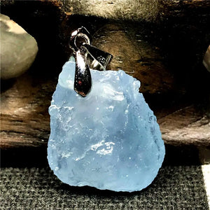 Natural Ocean Aquamarine Stone Necklace Pendant Jewelry 19x15x8mm