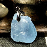 Natural Ocean Aquamarine Stone Necklace Pendant Jewelry 19x15x8mm