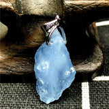 Natural Ocean Aquamarine Stone Necklace Pendant Jewelry Silver 20x10mm