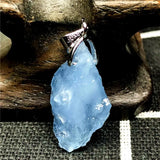 Natural Ocean Aquamarine Stone Necklace Pendant Jewelry Silver 20x10mm