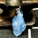 Natural Ocean Aquamarine Stone Necklace Pendant Jewelry Silver 20x10mm