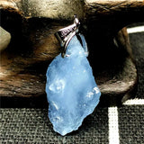 Natural Ocean Aquamarine Stone Necklace Pendant Jewelry Silver 20x10mm