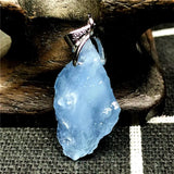 Natural Ocean Aquamarine Stone Necklace Pendant Jewelry Silver 20x10mm