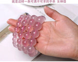 Natural Pink Rose Quartz Bracelet Women Mozambique Round Beads Gemstone Stretch