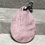 Pink Rose Quartz Pendant Healing Love Gift Silver Crystal 34x23mm