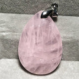 Pink Rose Quartz Pendant Healing Love Gift Silver Crystal 34x23mm