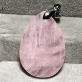 Pink Rose Quartz Pendant Healing Love Gift Silver Crystal 34x23mm