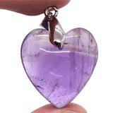 Natural Purple Amethyst Heart Pendant for Women Men Quartz Love Gift
