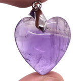 Natural Purple Amethyst Heart Pendant for Women Men Quartz Love Gift