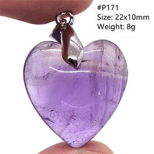 Natural Purple Amethyst Heart Pendant for Women Men Quartz Love Gift