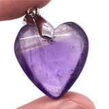 Natural Purple Amethyst Heart Pendant for Women Men Quartz Love Gift